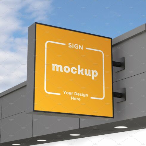 Rectangle Wall mount sign mockup cover image.