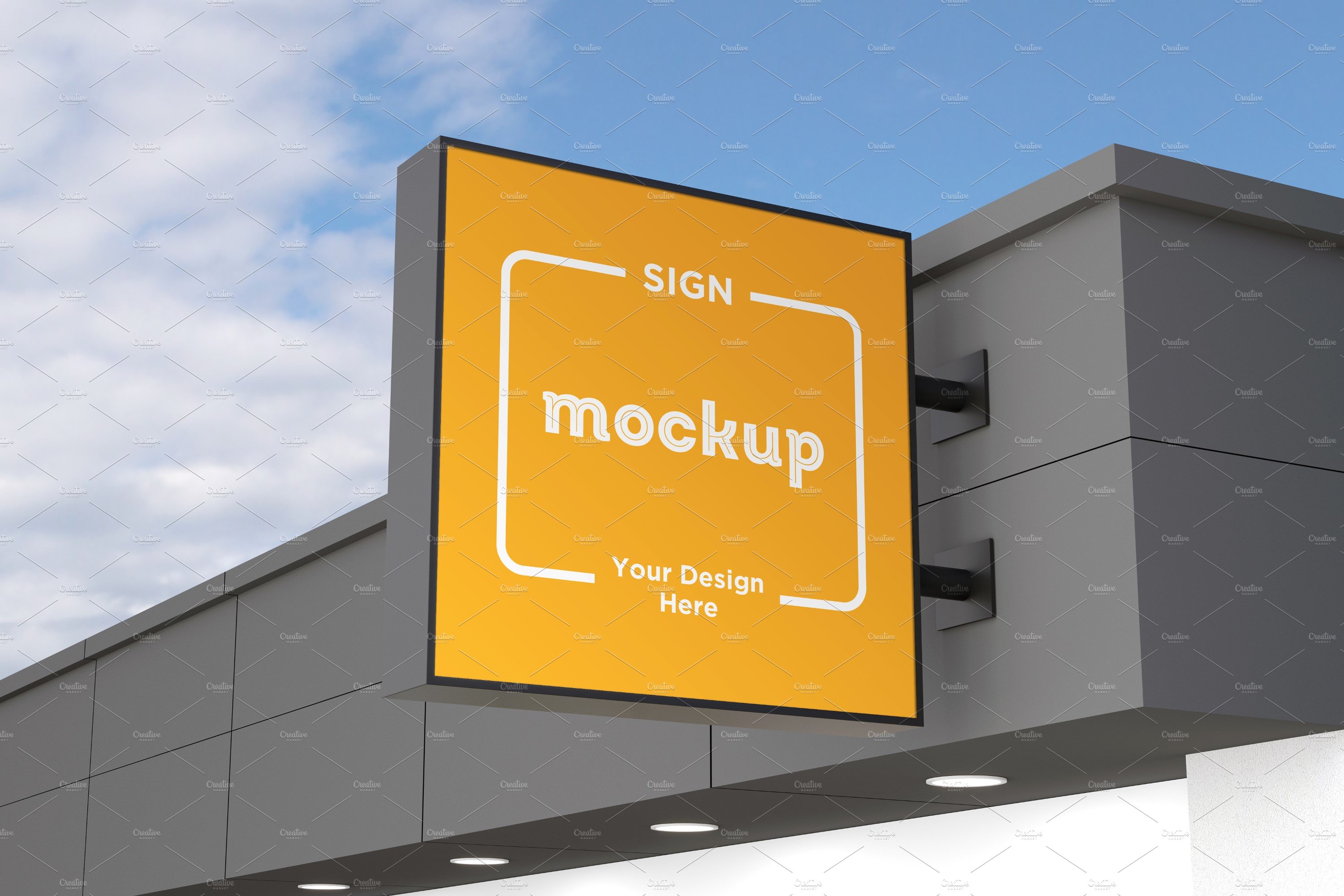 Rectangle Wall mount sign mockup cover image.