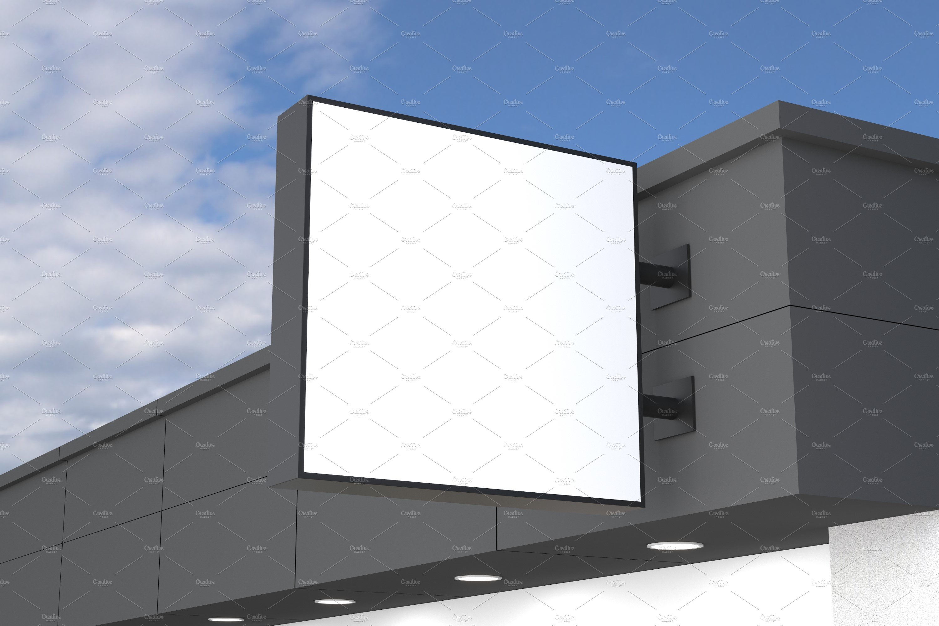 Rectangle Wall mount sign mockup preview image.