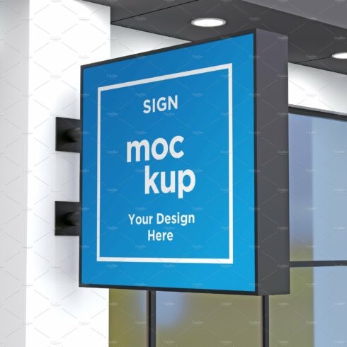 Rectangle Wall mount sign mockup cover image.