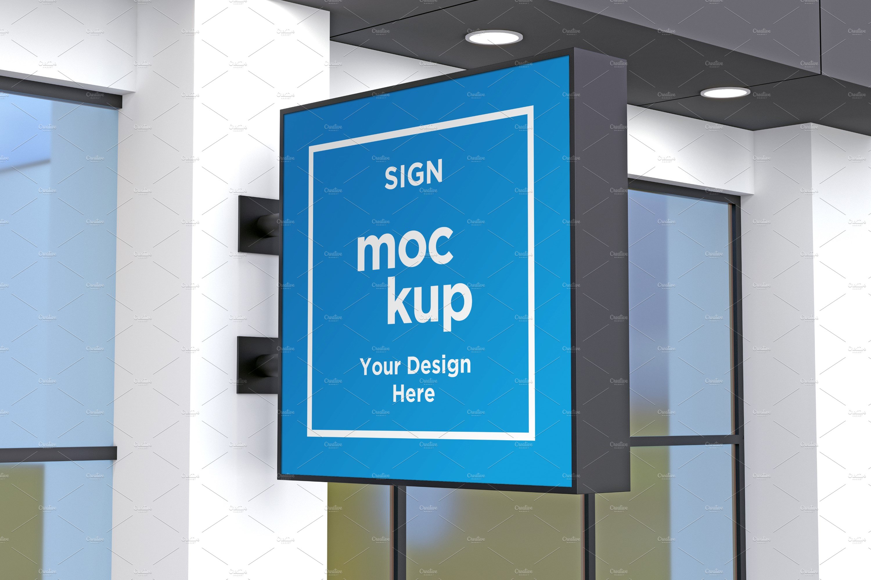 Rectangle Wall mount sign mockup cover image.