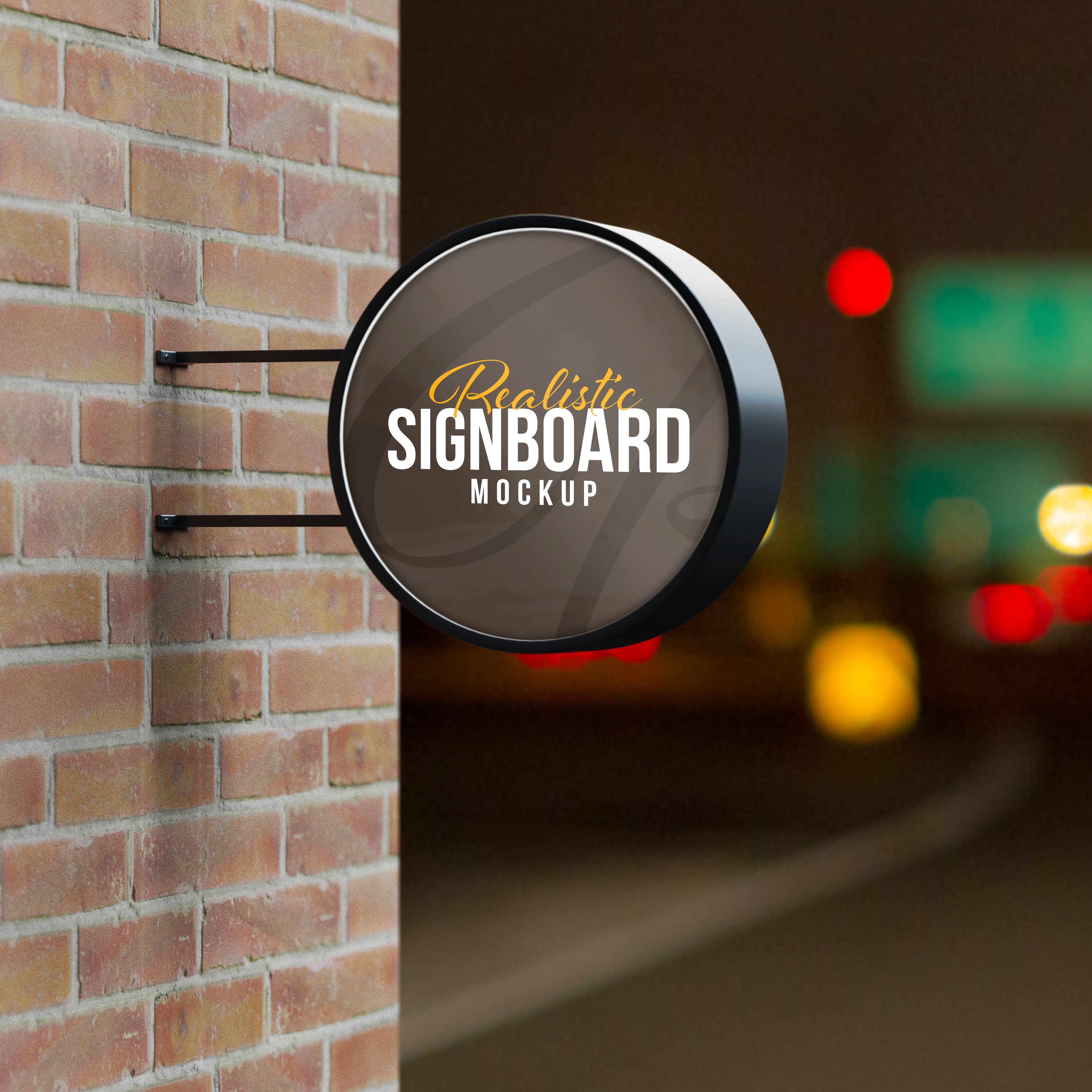 Realistic Signboard Mock-up preview image.