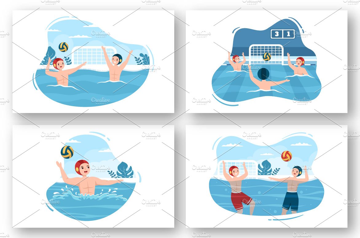 12 Water Polo Sport Illustration preview image.