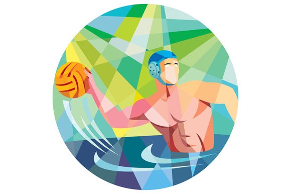 Water Polo Player Throw Ball Circle cover image.