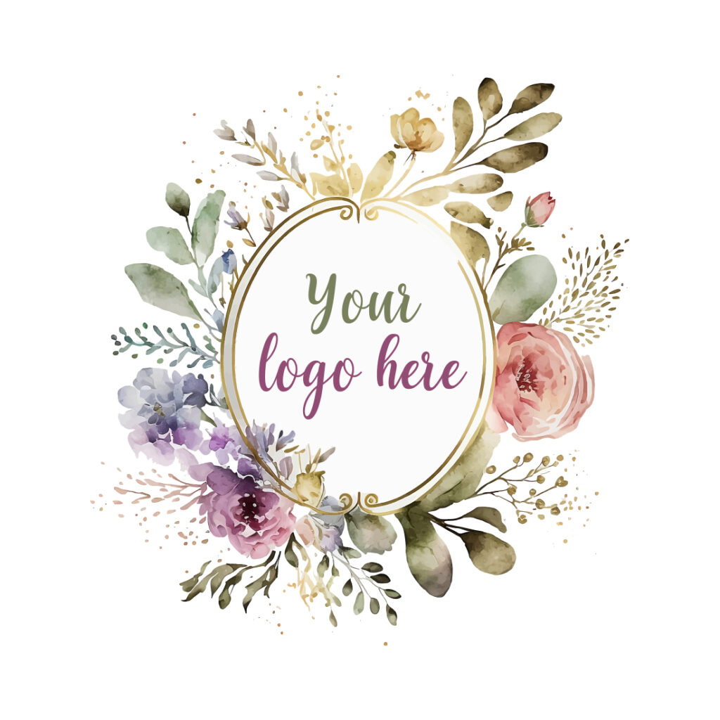 Watercolor Floral Logo, Pastel Floral Logo, Watercolor Round Floral ...