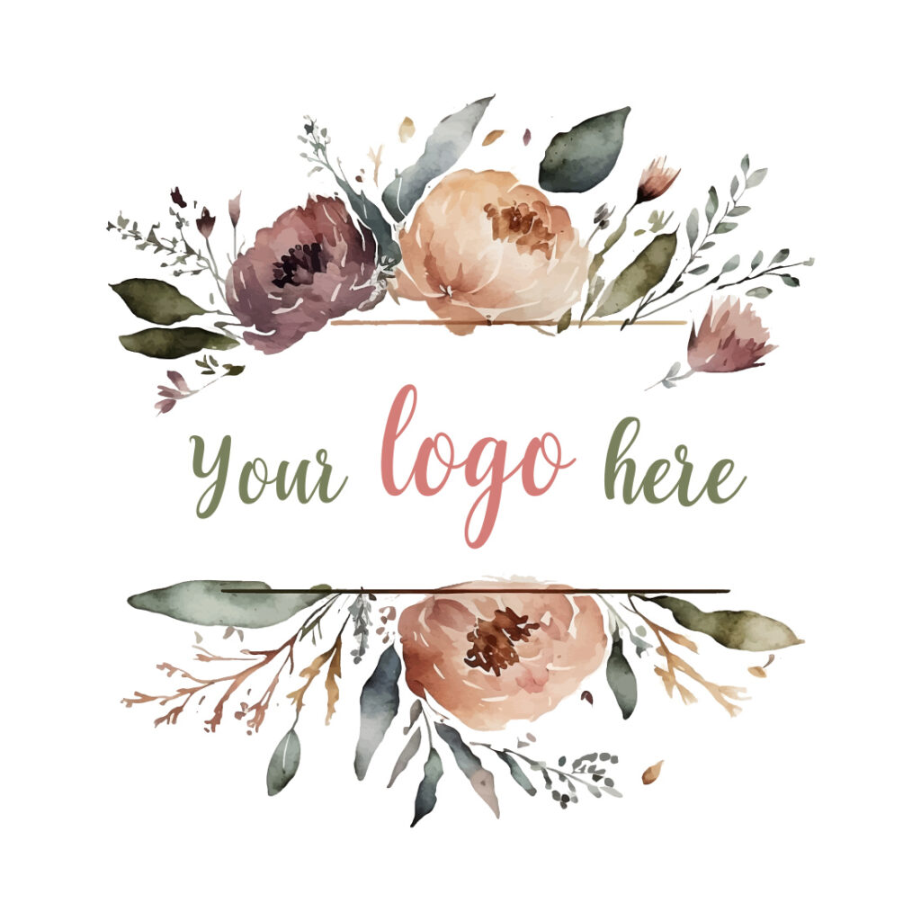 Watercolor Floral Logo, Pastel floral logo, Watercolor Round Floral ...