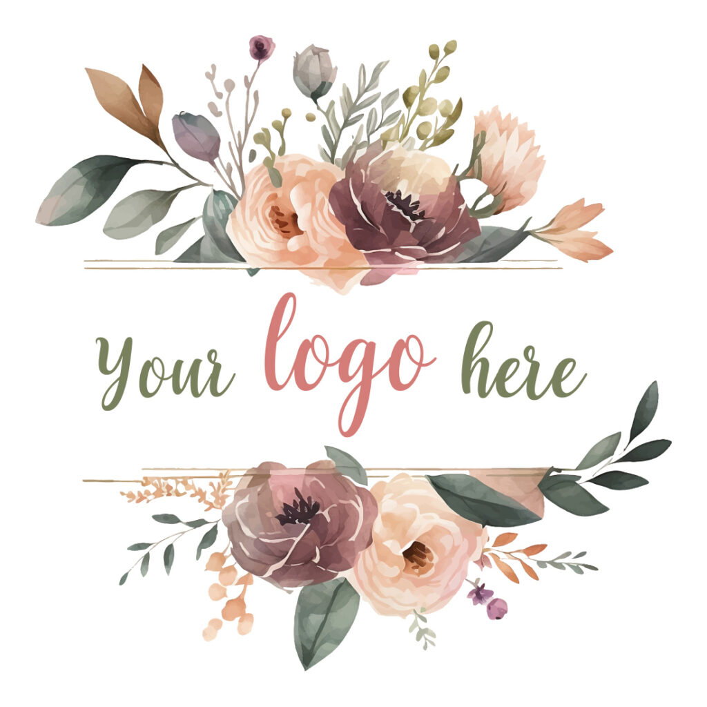 Watercolor Floral Logo, Pastel floral logo, Watercolor Round Floral ...