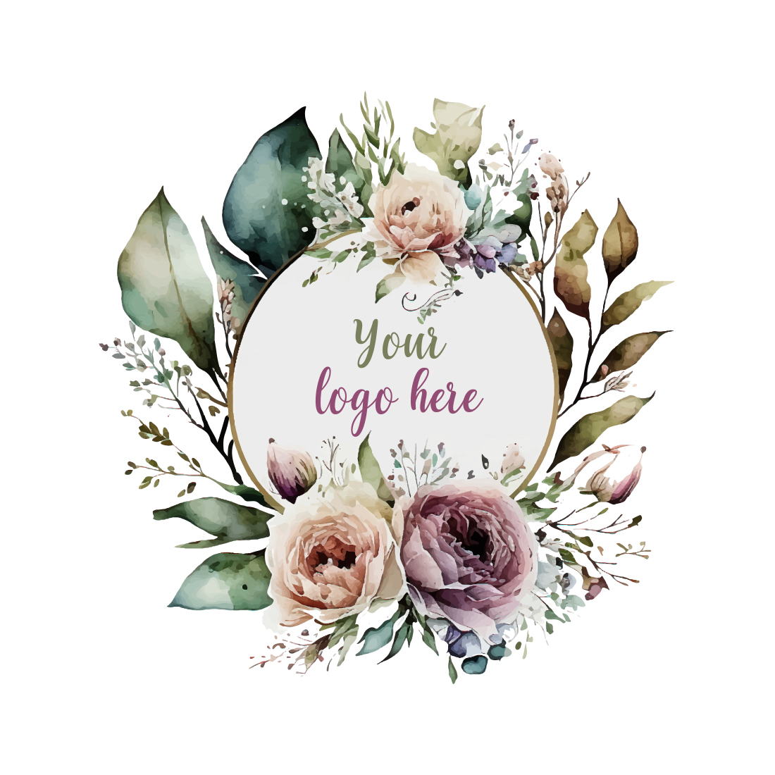 watercolor floral logo 704