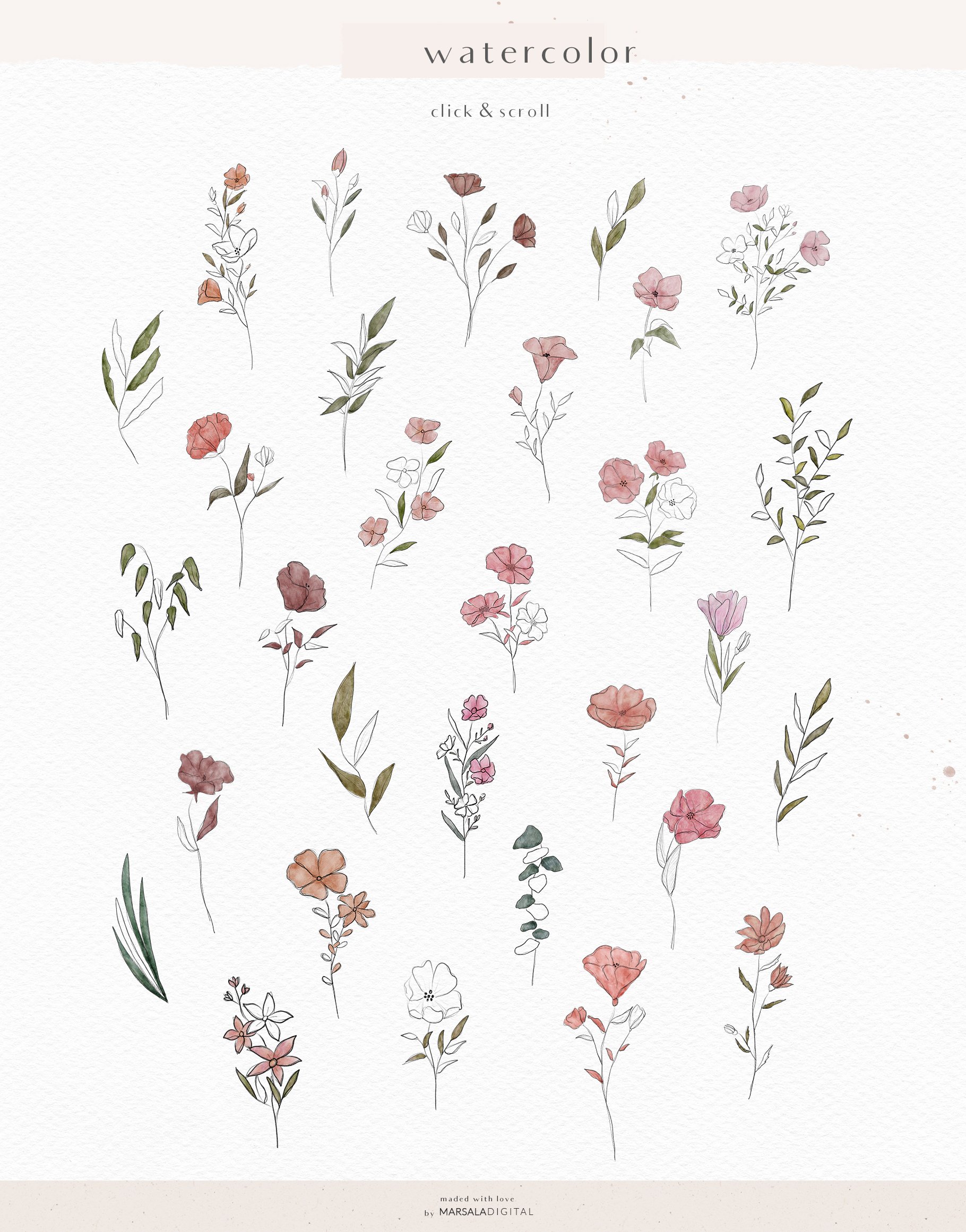watercolor florals 702
