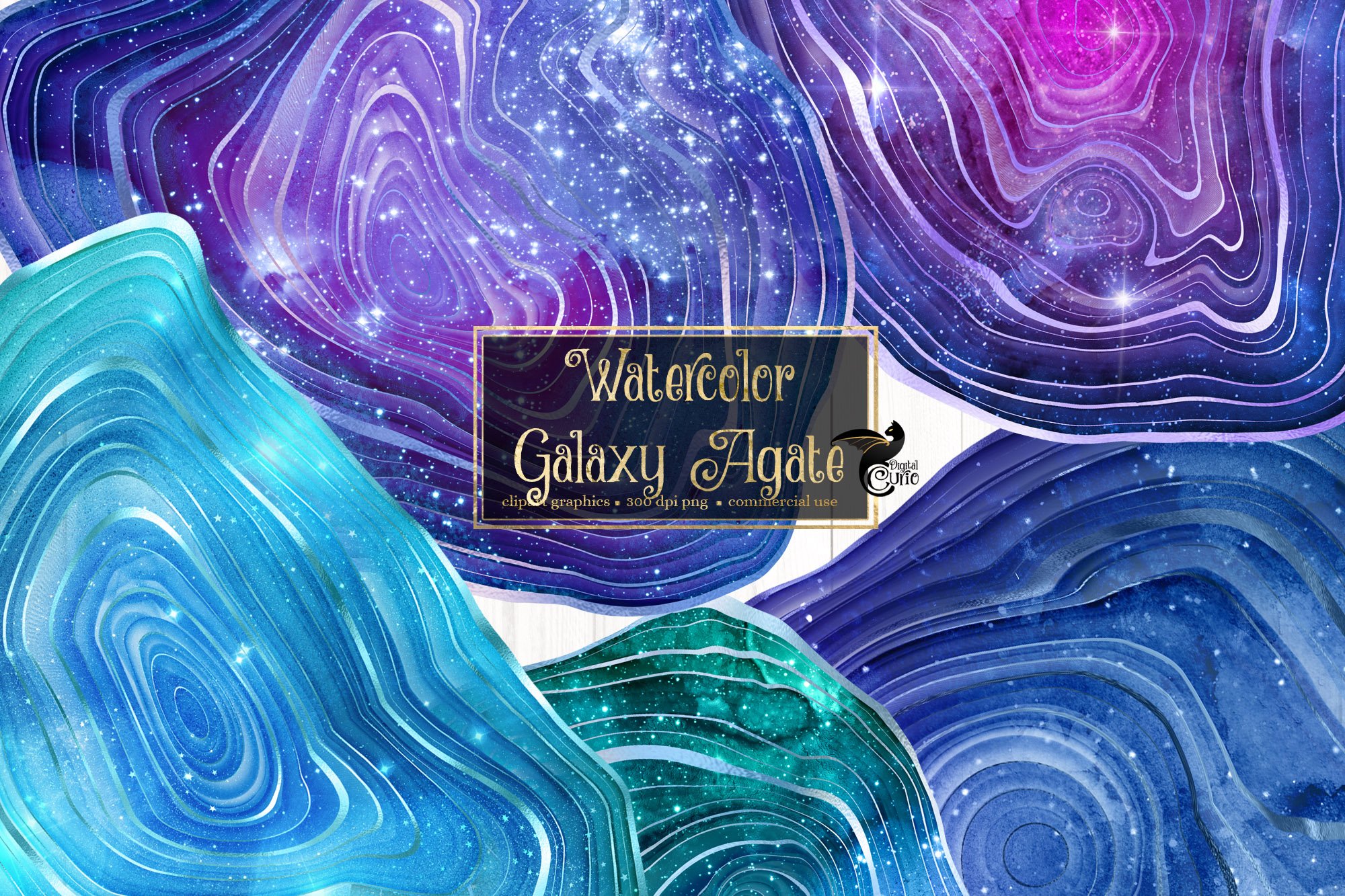Watercolor Galaxy Agate Clip Art cover image.
