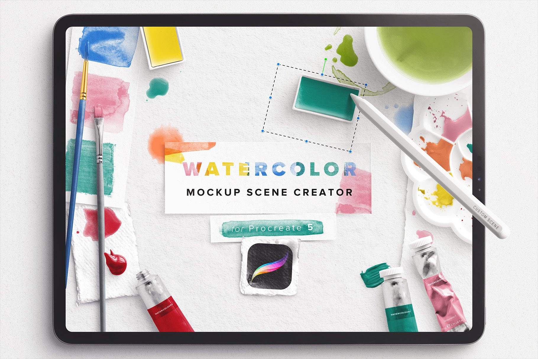 Watercolor Mockup Creator Procreate cover image.