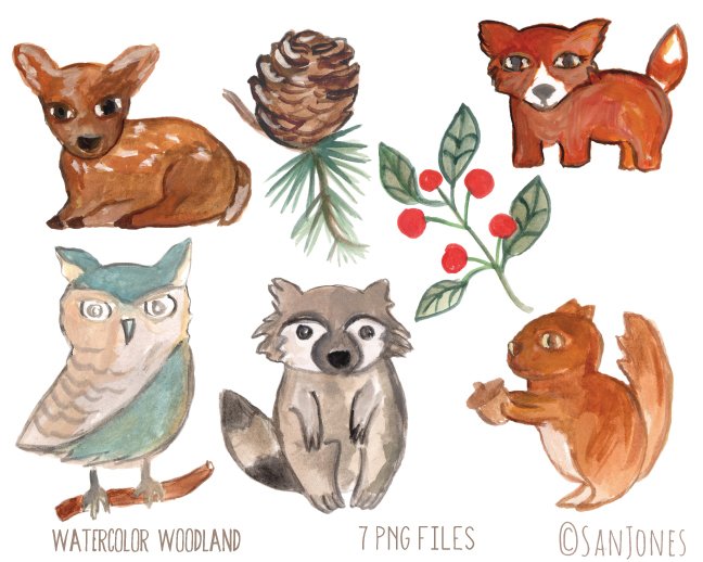 Watercolor Woodland Animals & Flora cover image.