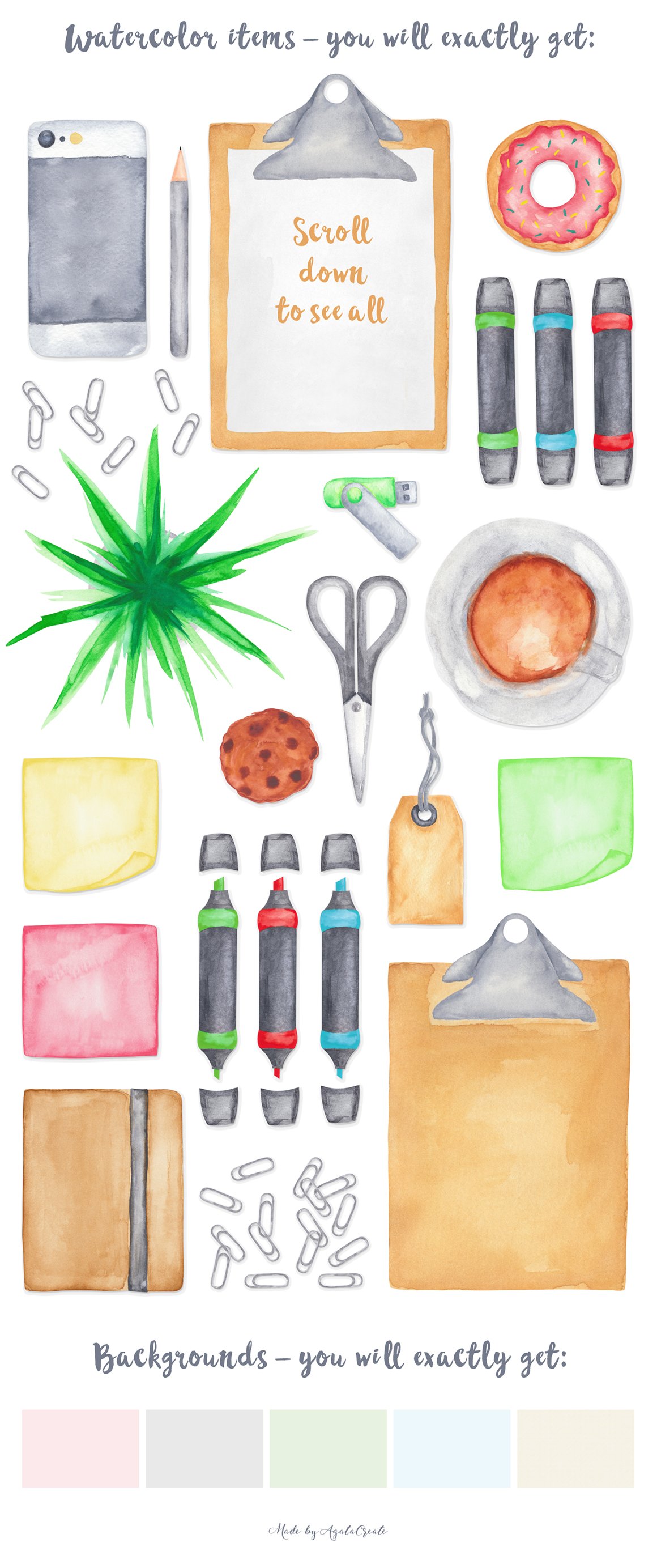 watercolor items preview 514