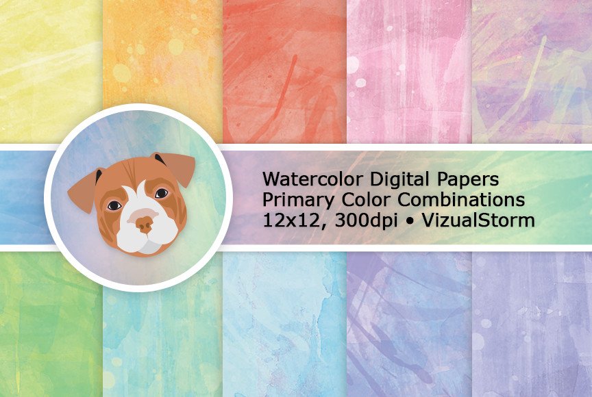 Rainbow Watercolor Digital Patterns cover image.