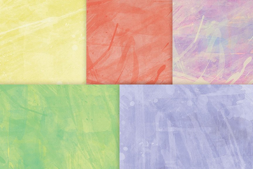 Rainbow Watercolor Digital Patterns preview image.