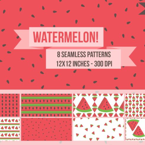 Seamless Watermelon 8 Pattern Set cover image.