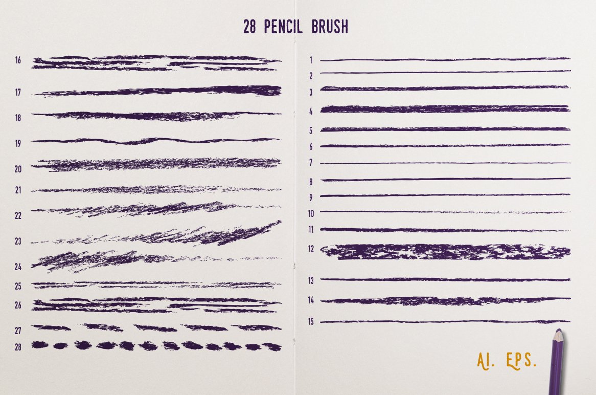 Illustrator Pencil Brushes preview image.
