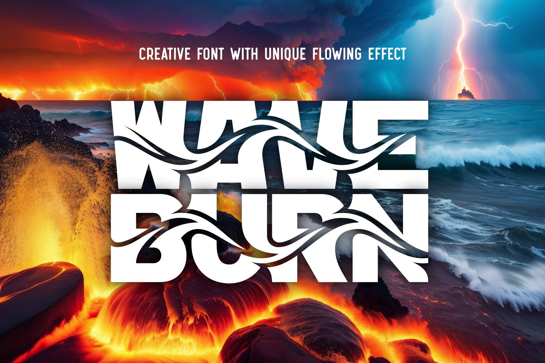 Wave Burn - Creative Font cover image.