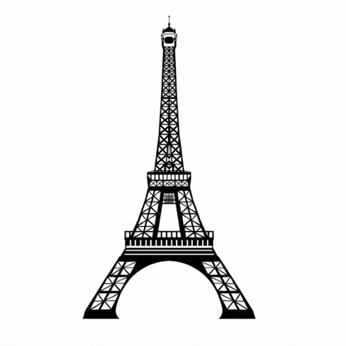 Vector ink black Eifel Tower hand drawn landmark symbol of Paris, France. G... cover image.