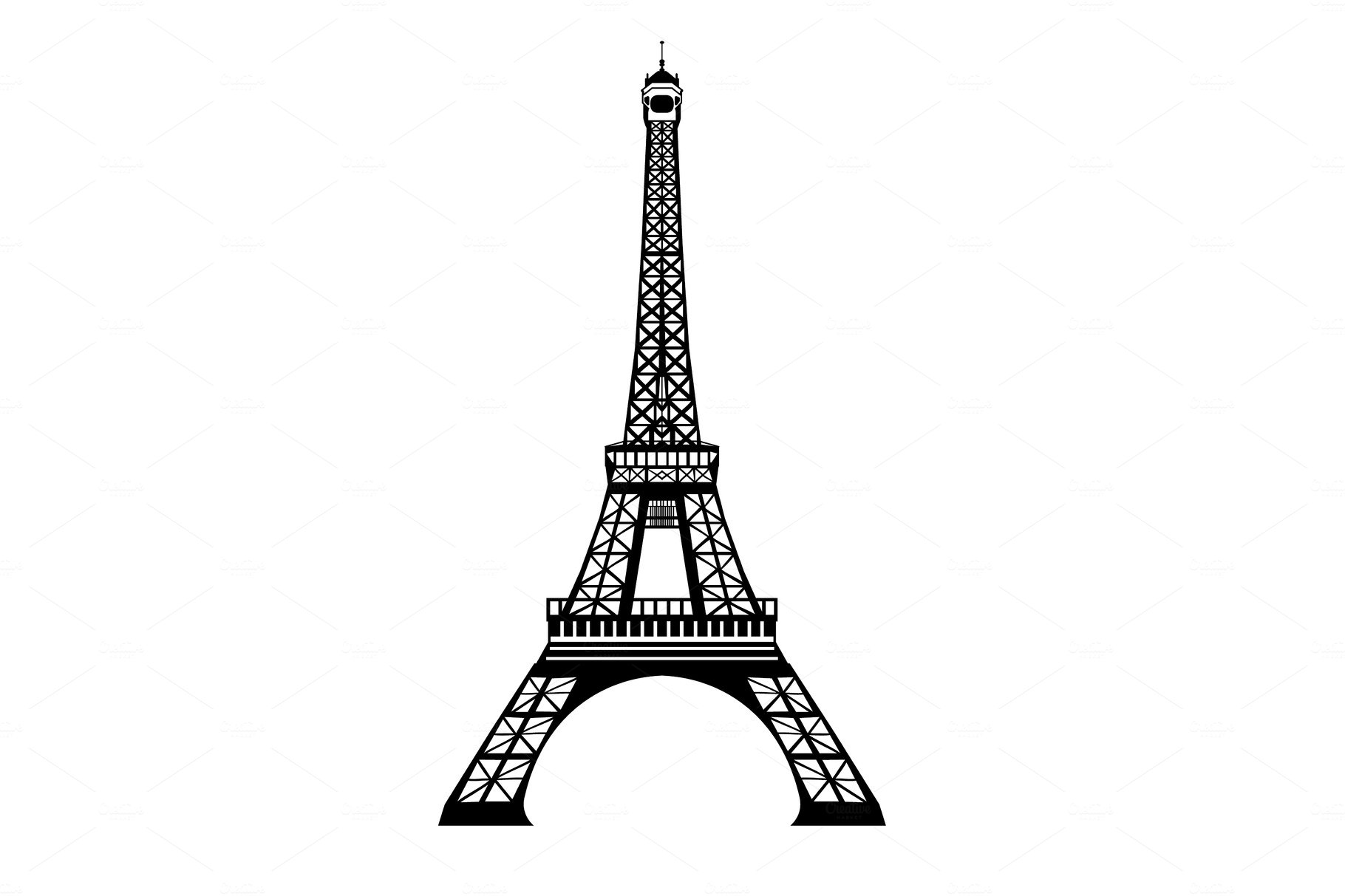 Vector ink black Eifel Tower hand drawn landmark symbol of Paris, France. G... cover image.