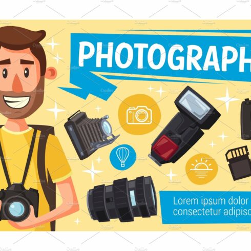 Photographer with equipment cover image.