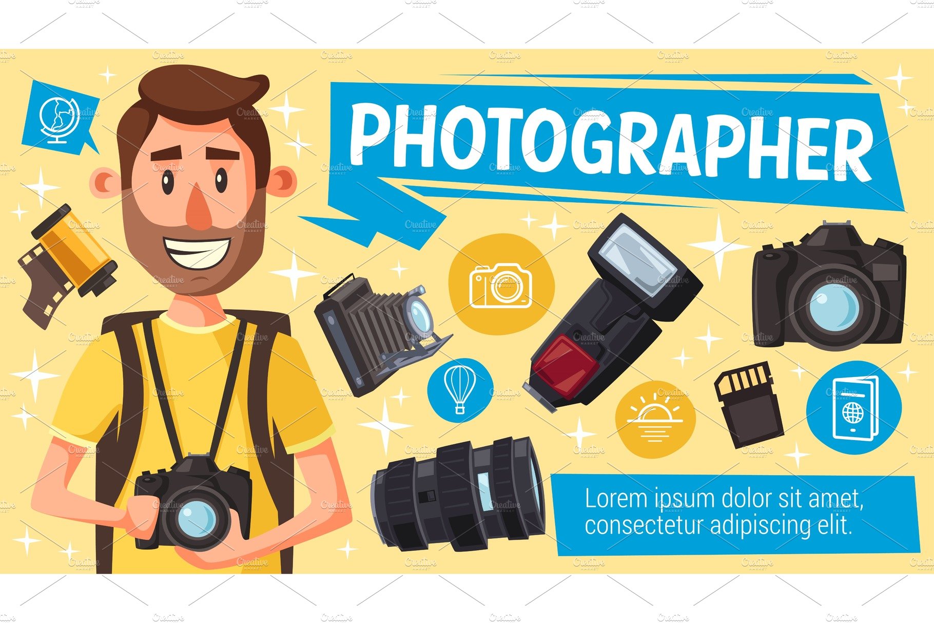 Photographer with equipment cover image.