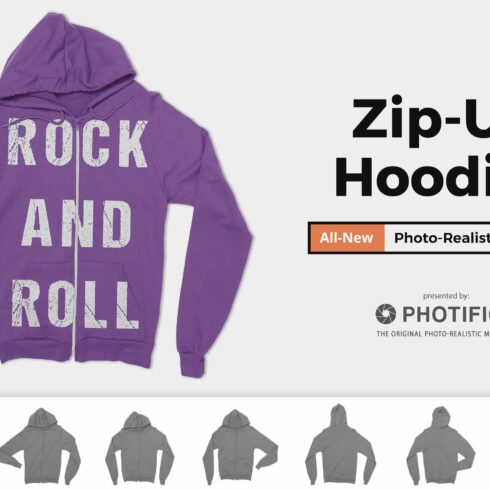 Zip-Up Hoodie Sweatshirt Mockups cover image.