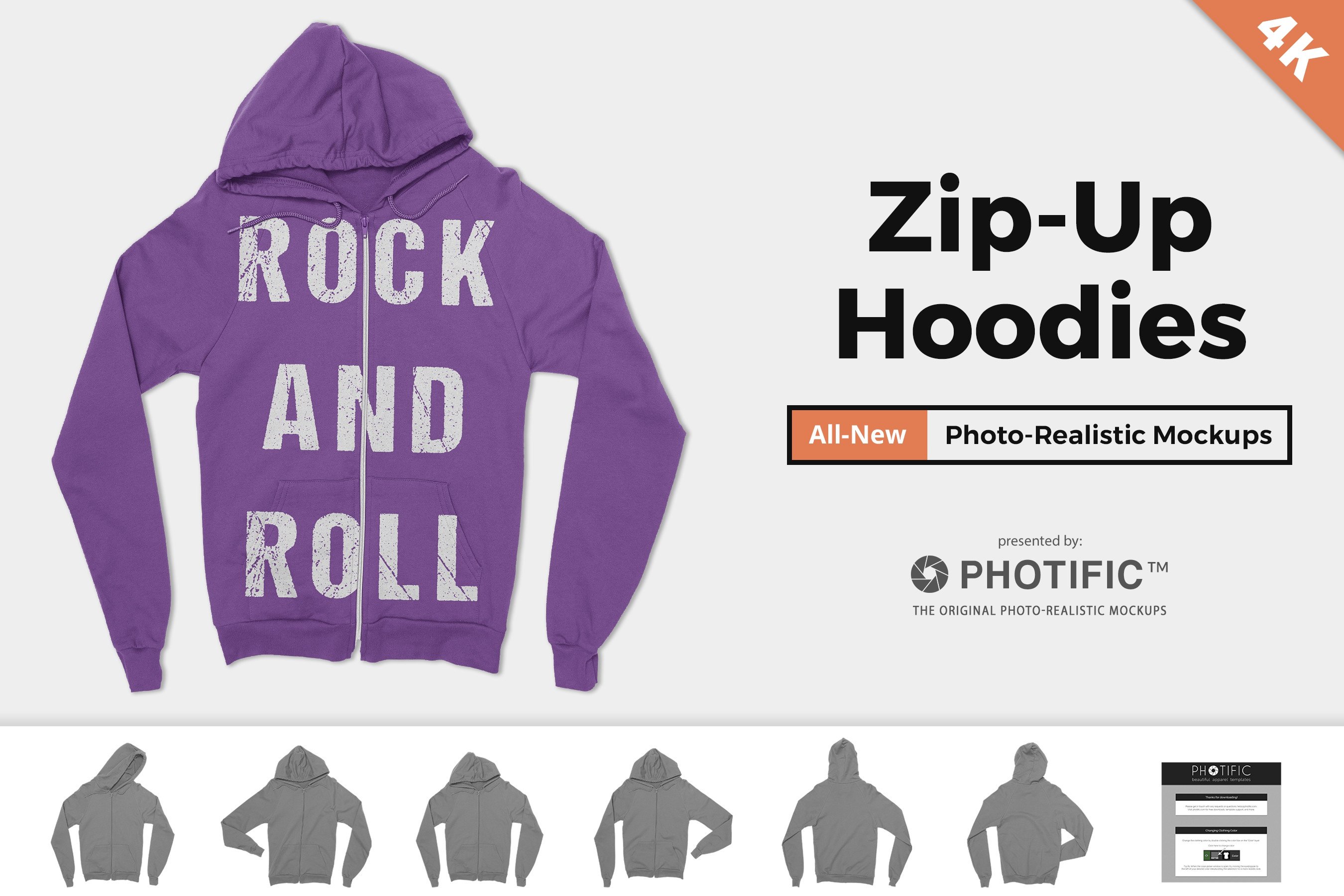 Zip-Up Hoodie Sweatshirt Mockups cover image.
