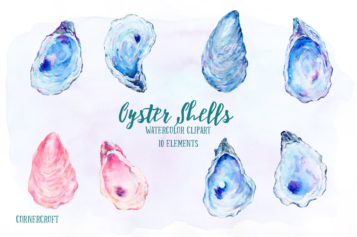 Watercolor Clipart Oyster Shell cover image.