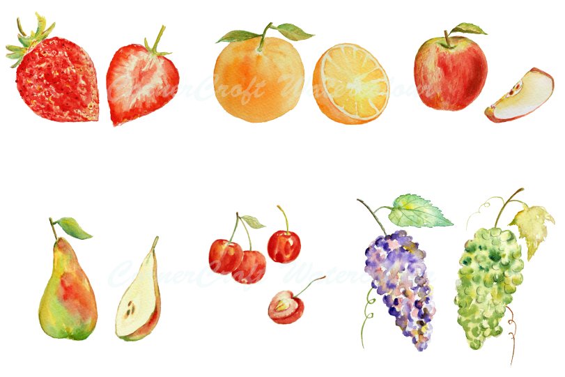 Watercolor Fruit Clipart - Set 1 cover image.