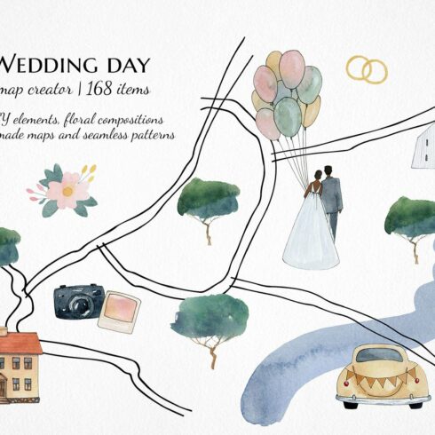 Watercolor Wedding Map Creator cover image.