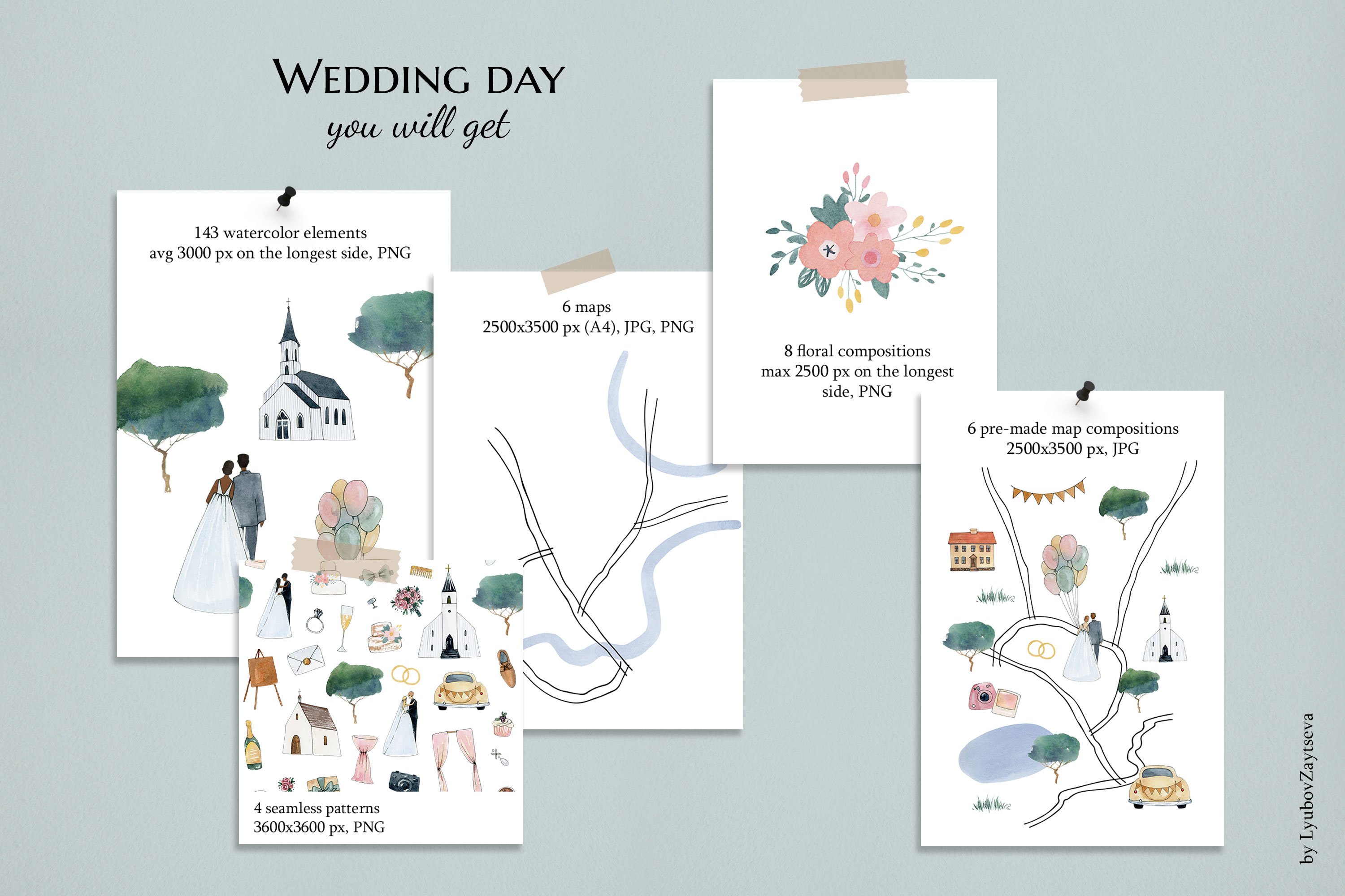 Watercolor Wedding Map Creator preview image.