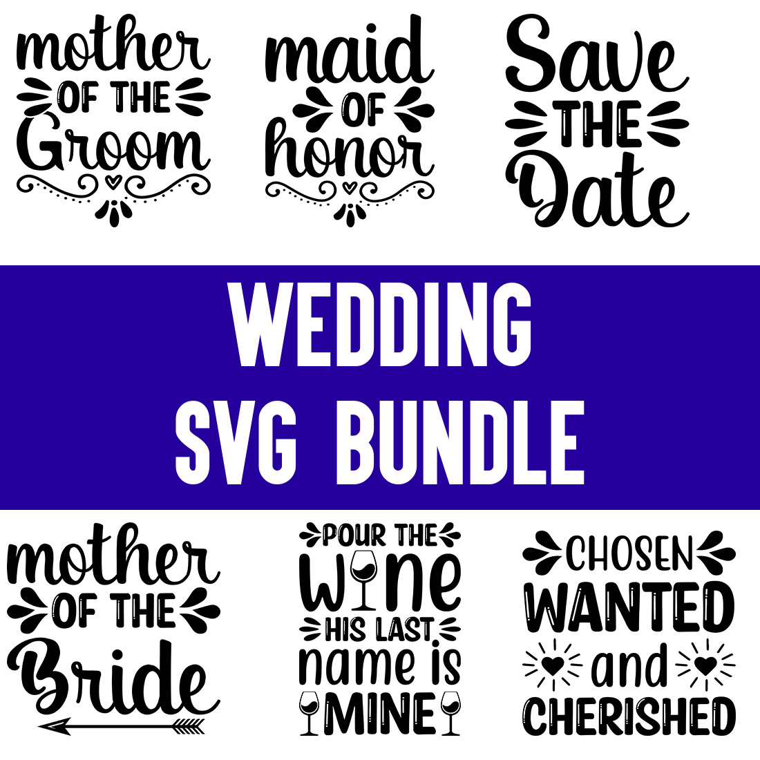 Wedding SVG Bundle preview image.