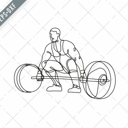 Weightlifter Continuous line drawing cover image.