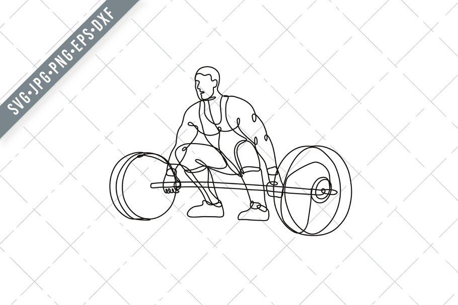 Weightlifter Continuous line drawing cover image.