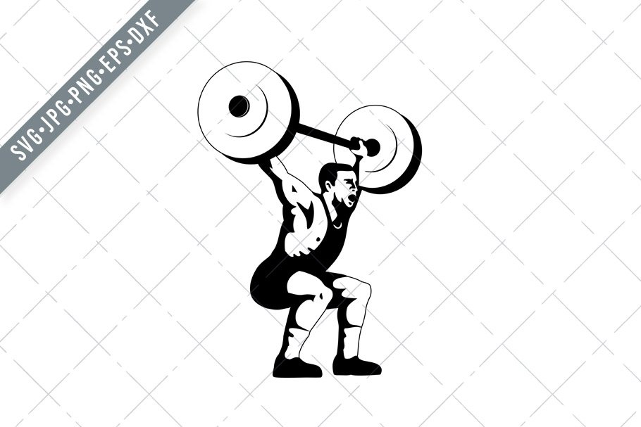 Weightlifter Lifting Barbell SVG cover image.