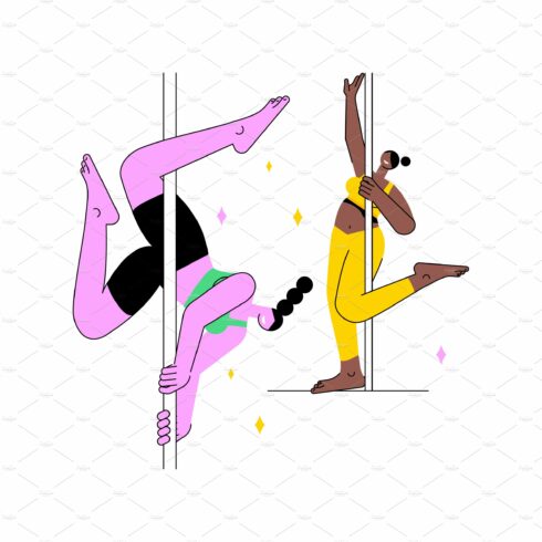 Pole dance classes isolated cartoon cover image.