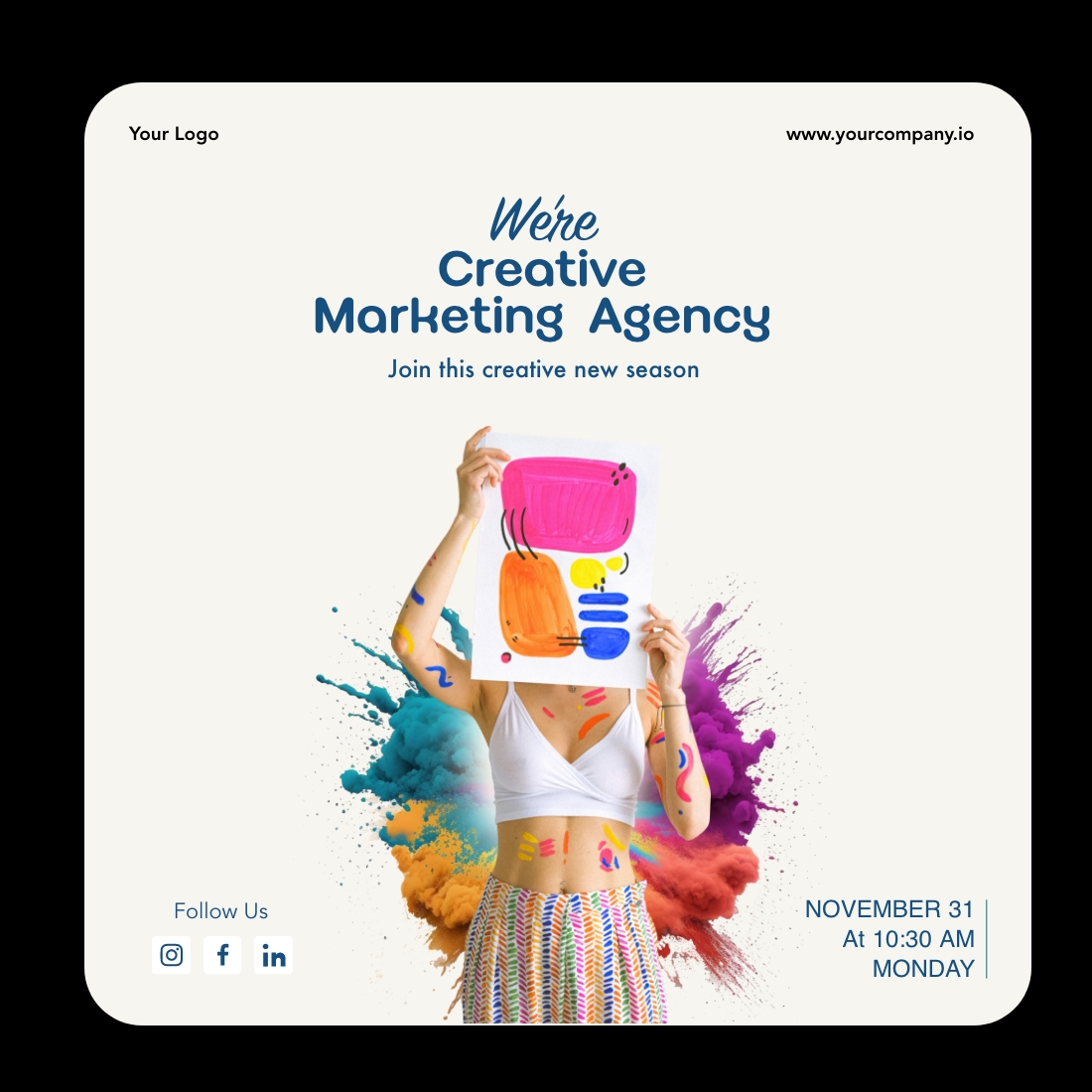 Creative Agency Event Instagram Post Template preview image.