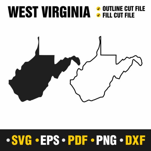 West Virginia SVG, PNG, PDF, EPS & DXF cover image.