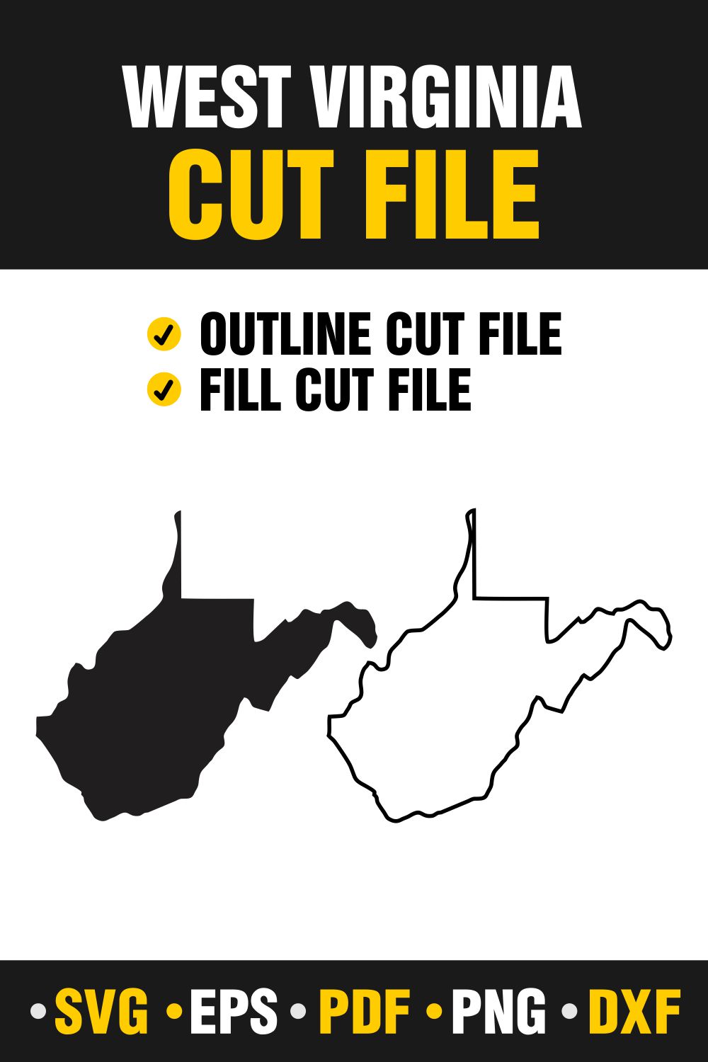West Virginia SVG, PNG, PDF, EPS & DXF pinterest preview image.