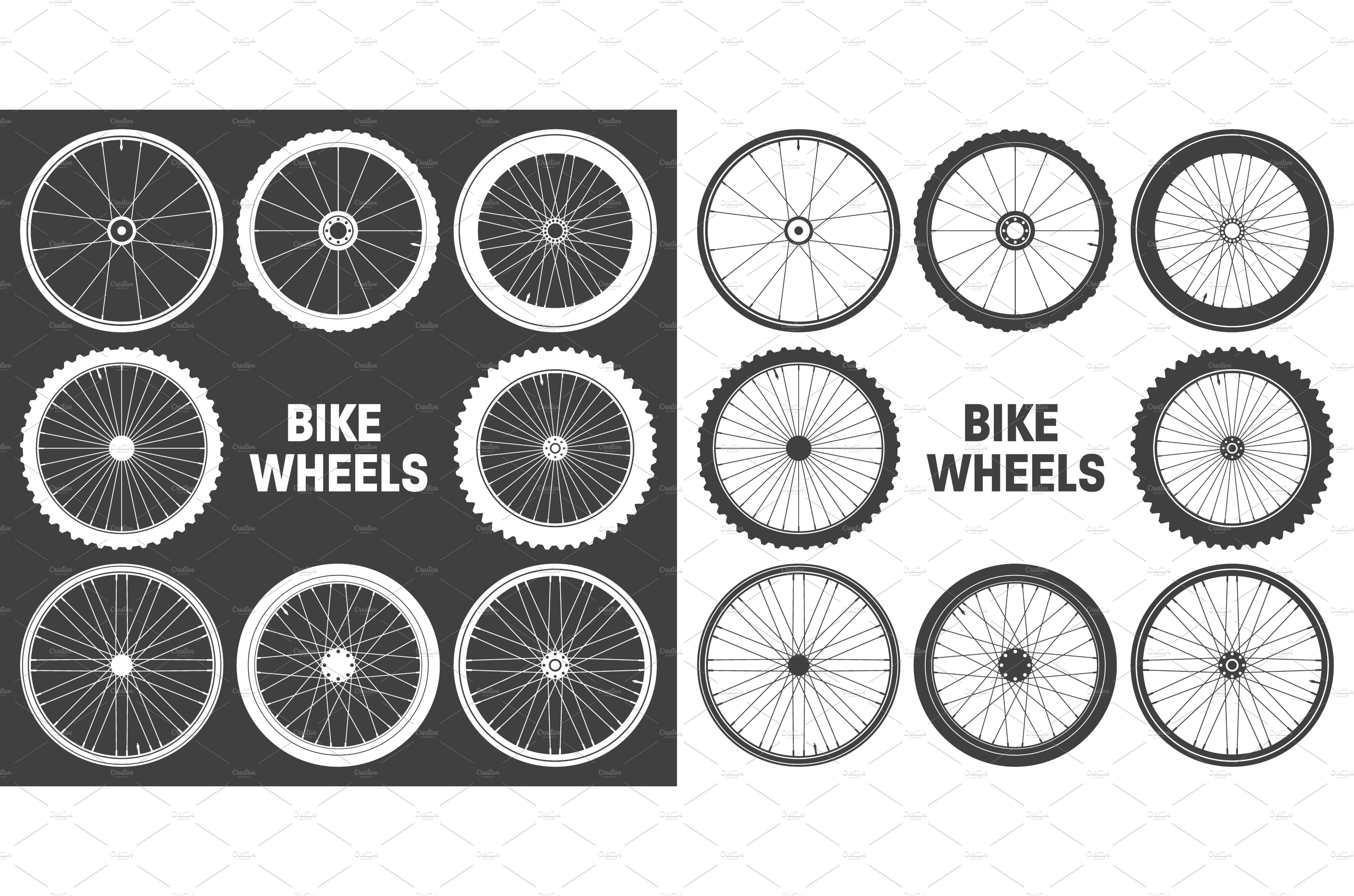 White bicycle wheel symbols cover image.
