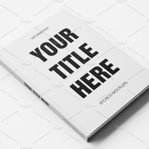 White blank book mockup cover image.