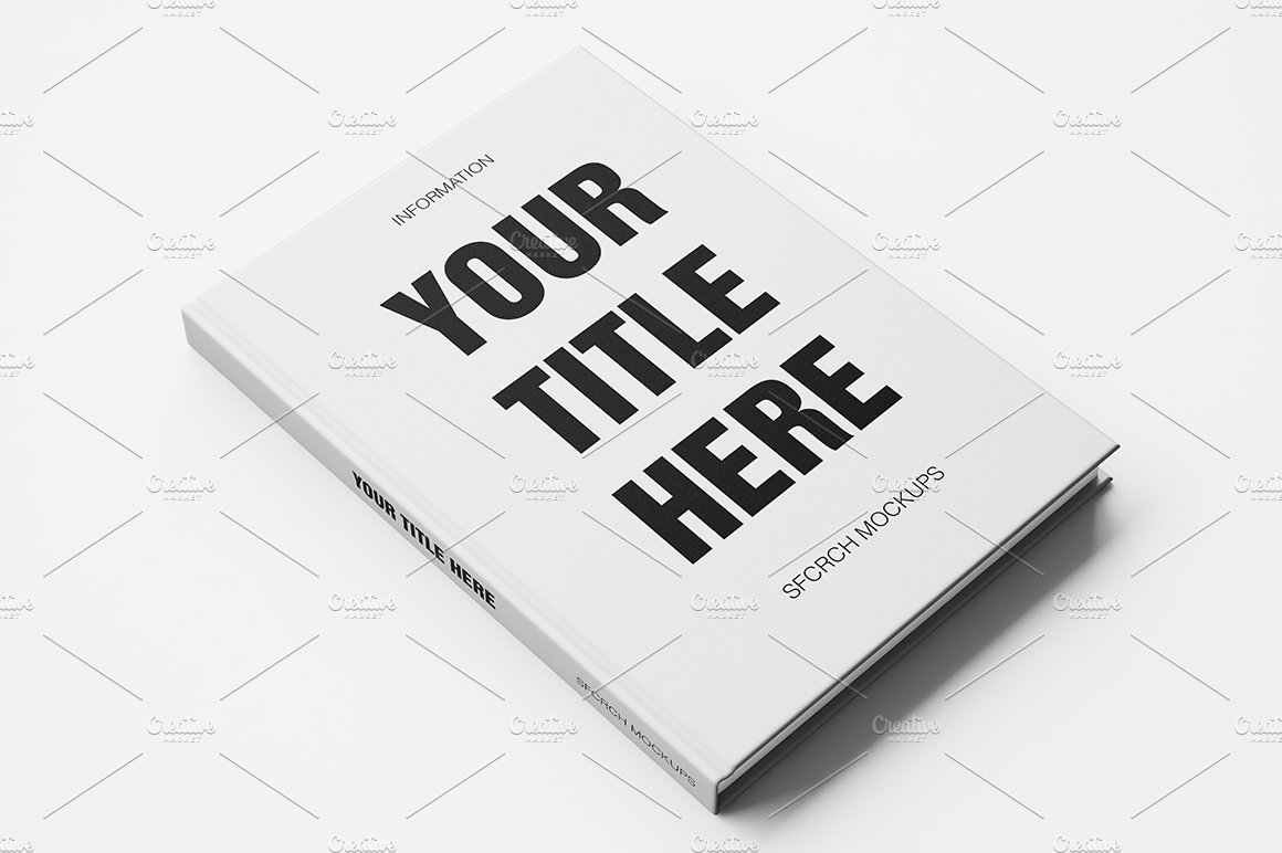 White blank book mockup cover image.