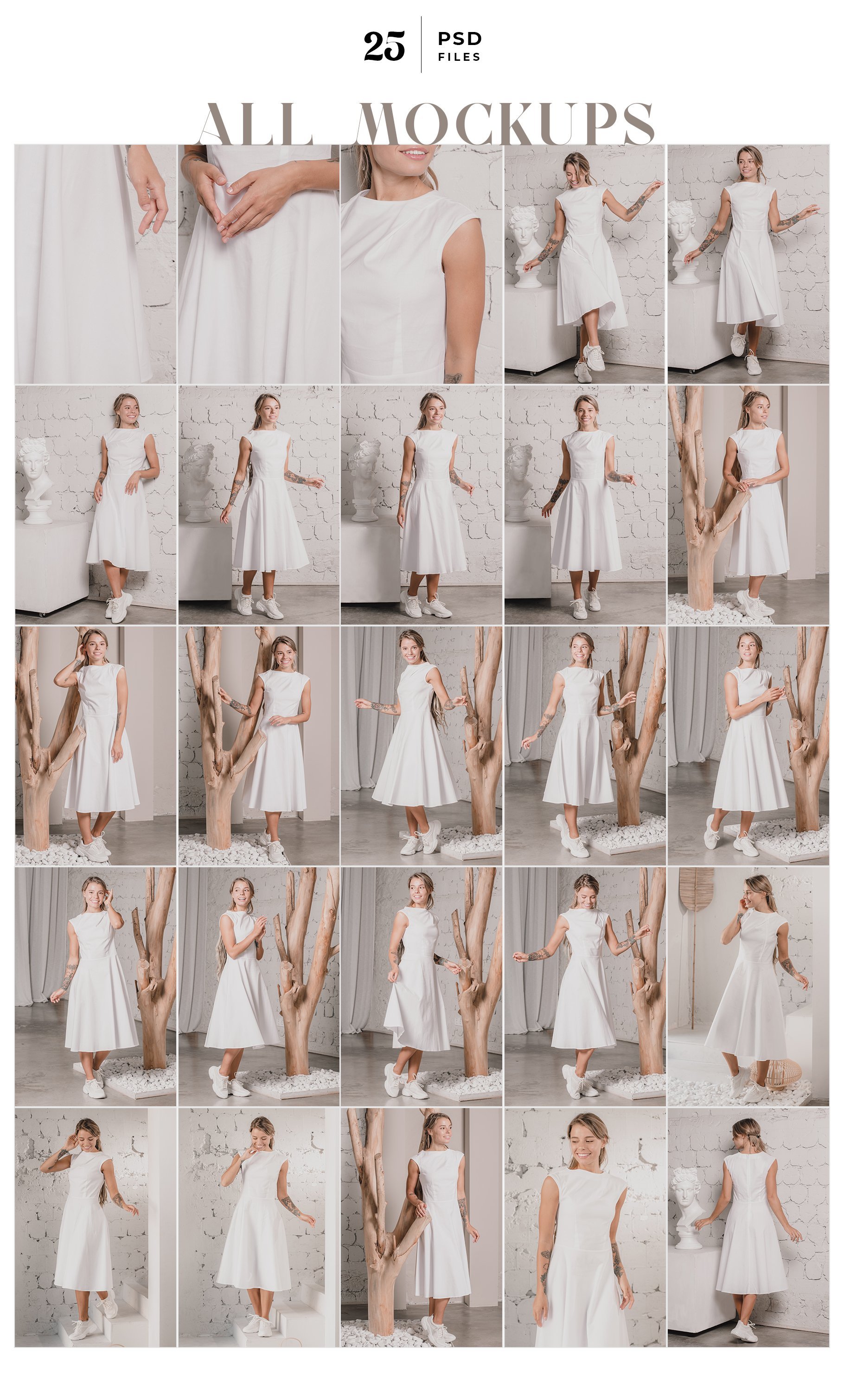 white dress model mockup bundle 121