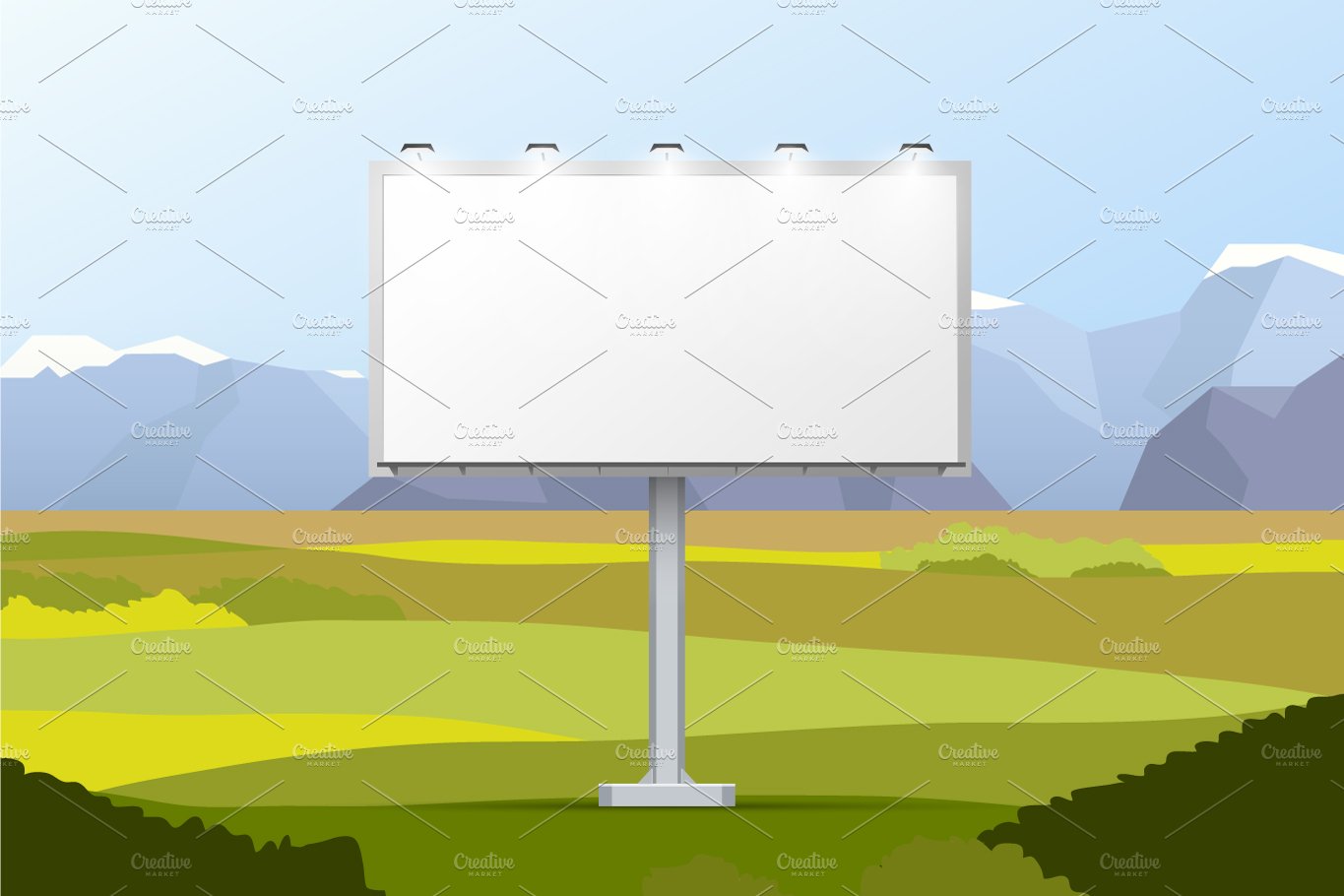 White empty billboard on landscape cover image.