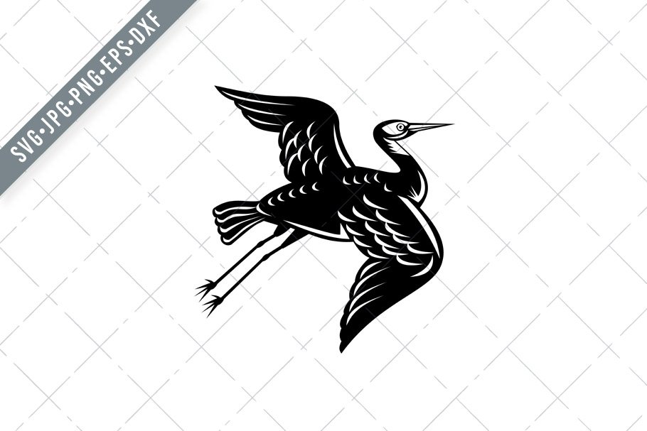 White-Faced Heron Flying SVG cover image.