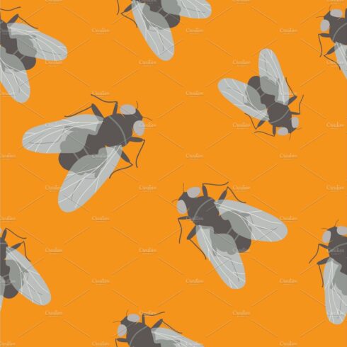Seamless pattern with flies on cover image.