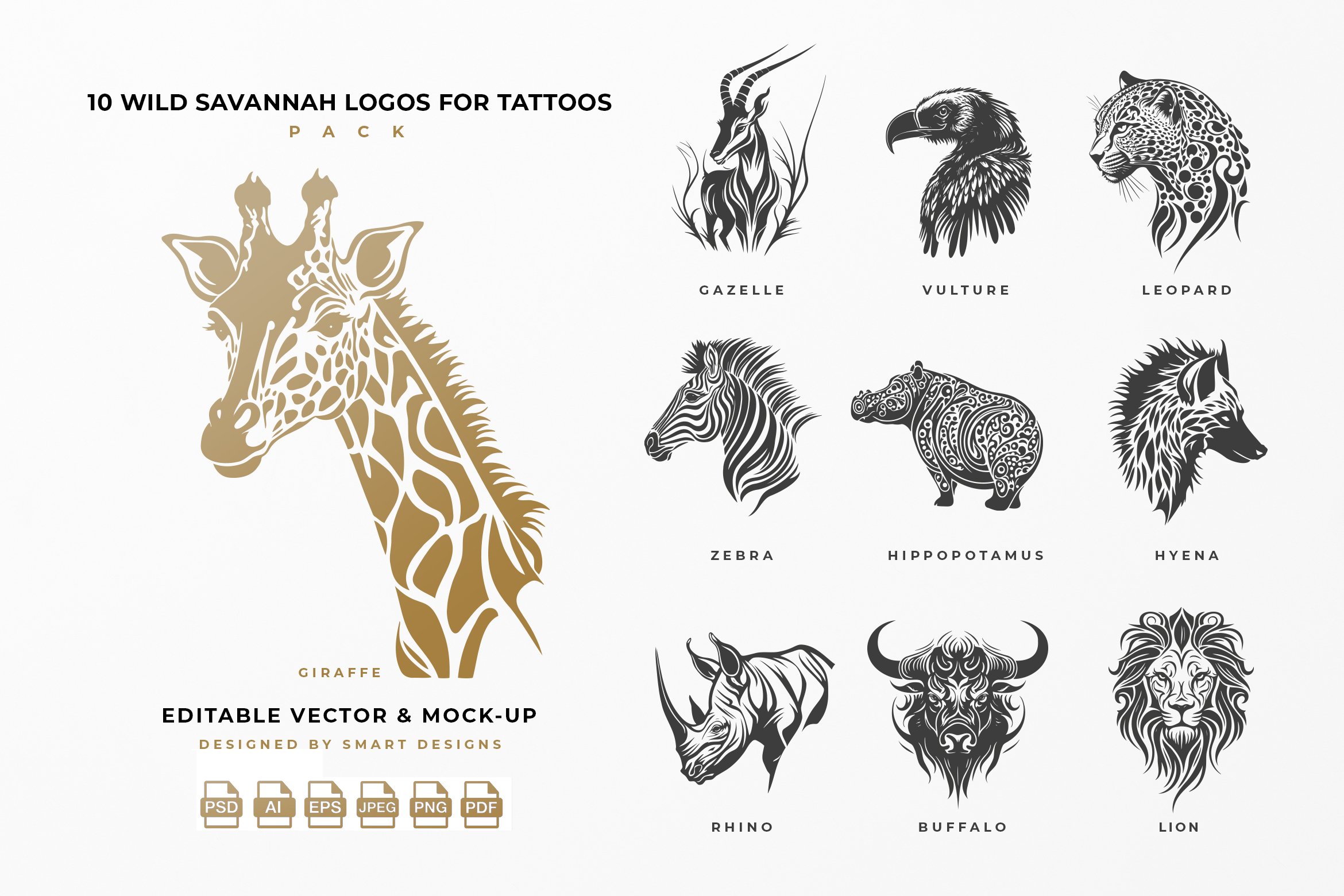 wild savannah logos for tattoos pack x10 168