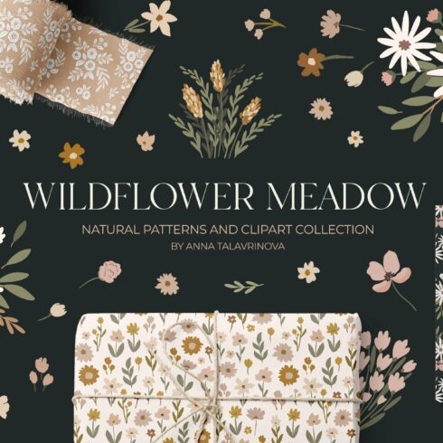 Wildflower Meadow pattern & clipart cover image.