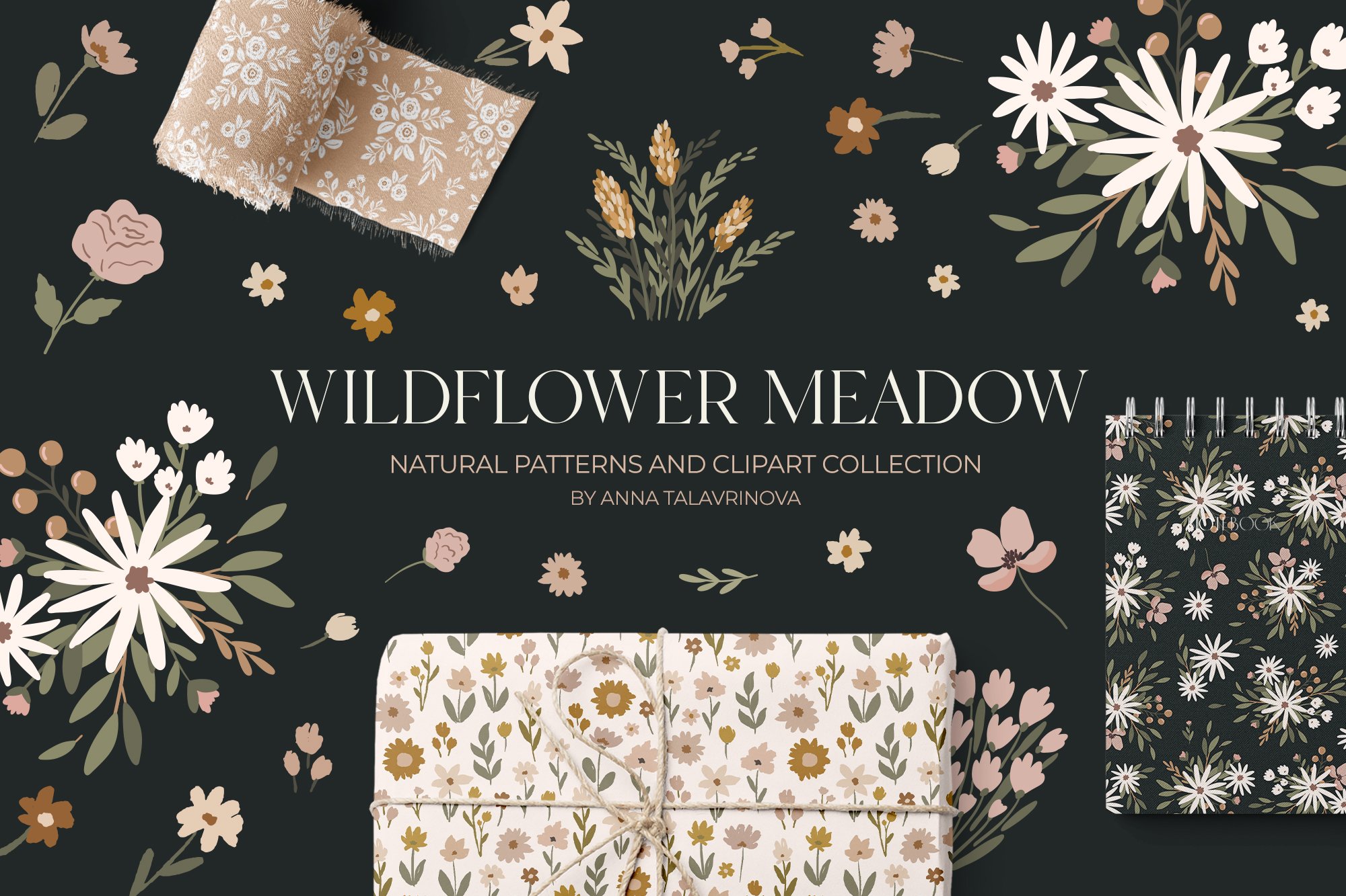Wildflower Meadow pattern & clipart cover image.